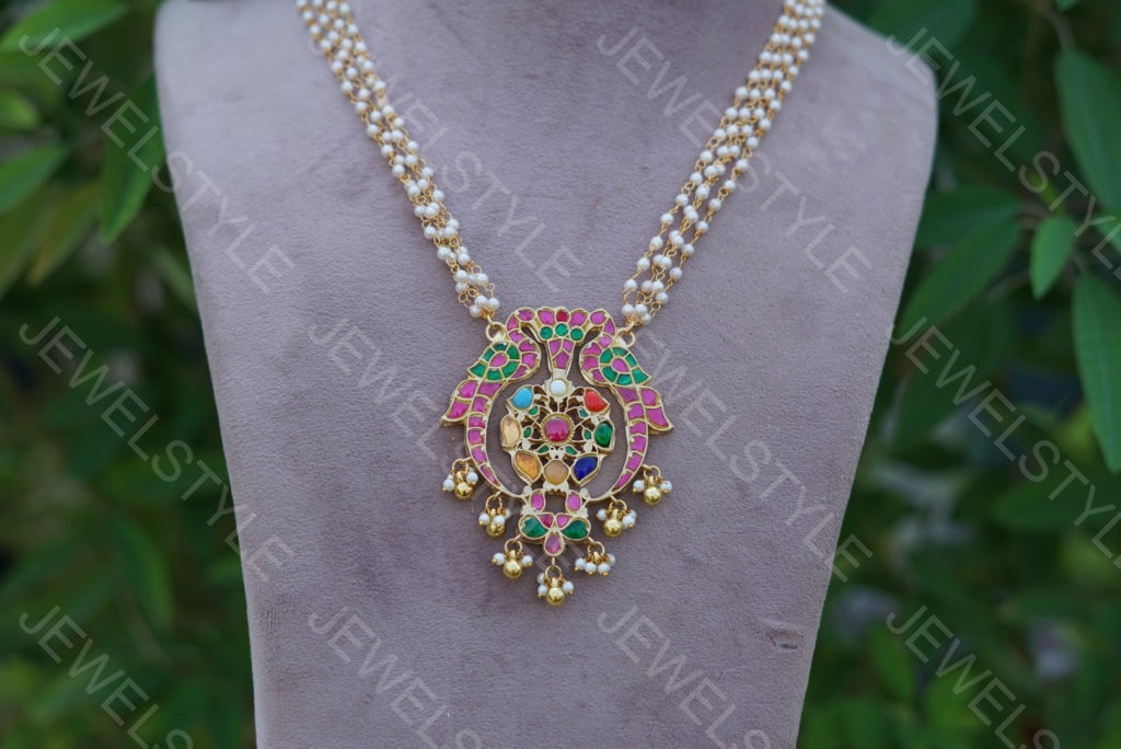 Kundan Navratan Pendant Chain(4-2307)(R)