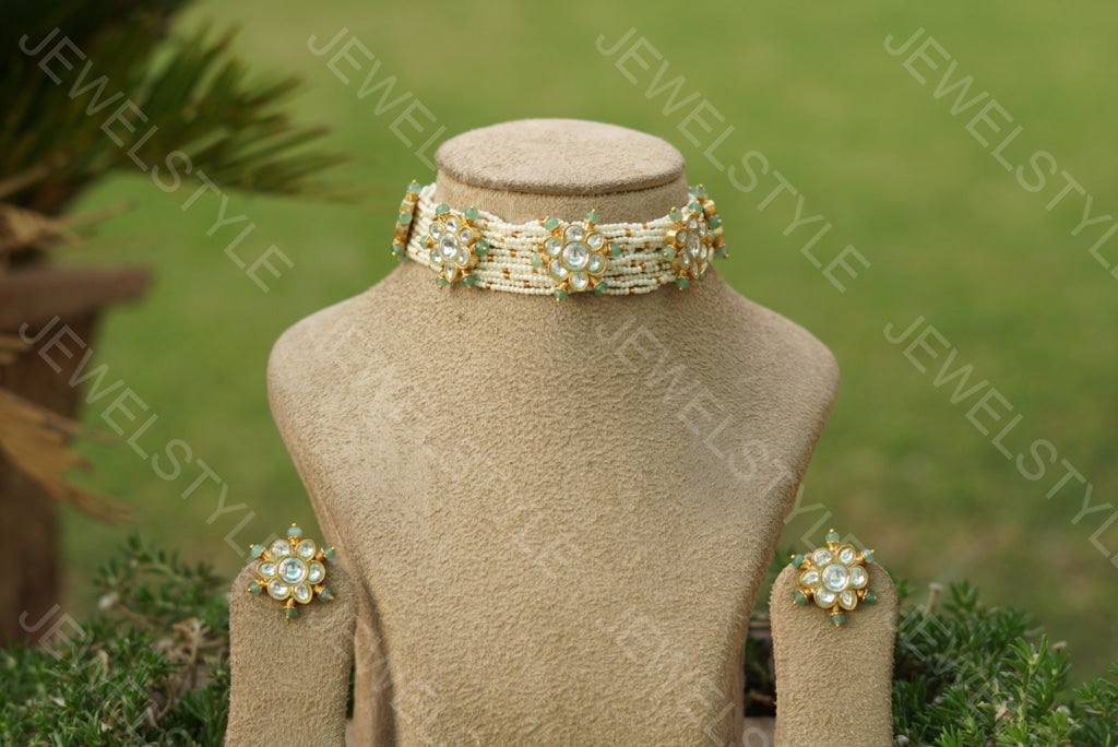 Kundan choker set (4-1136)(R)(PREORDER) - JEWELSTYLE