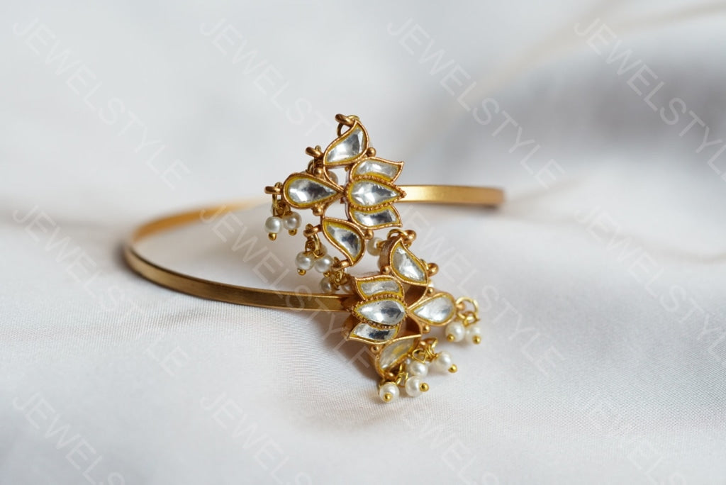 White Lotus Kundan bangle  (3-264)(R)(PREORDER)