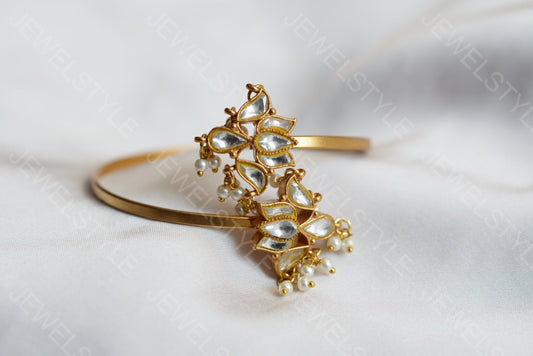 White Lotus Kundan bangle  (3-264)(R)(PREORDER)