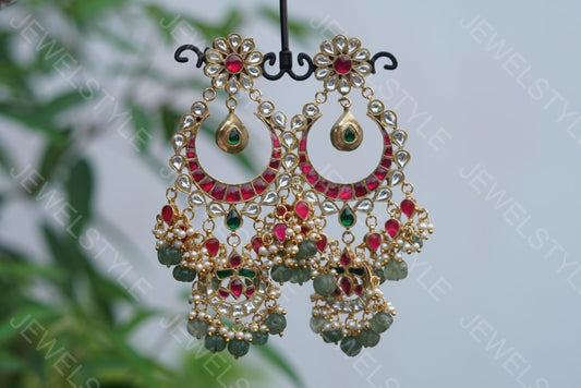 Kundan Chandbali Earrings (1-1462)(PREORDER)