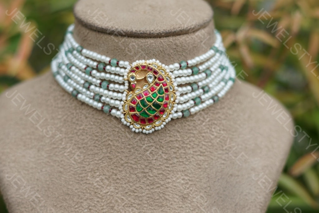Kundan mango Choker  (4-1575)(PREORDER)