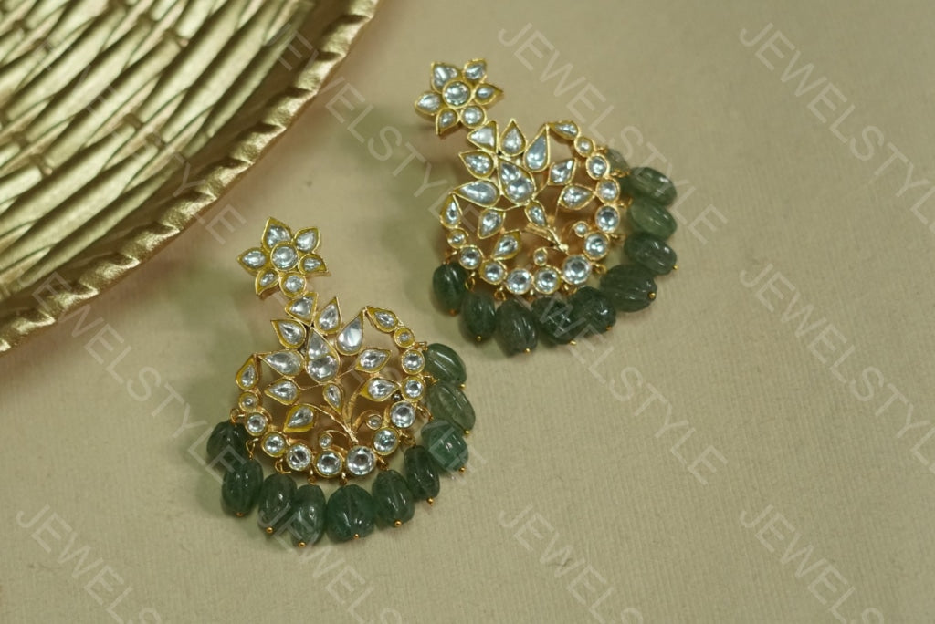 Kundan earrings (1-1172)(PREORDER) - JEWELSTYLE