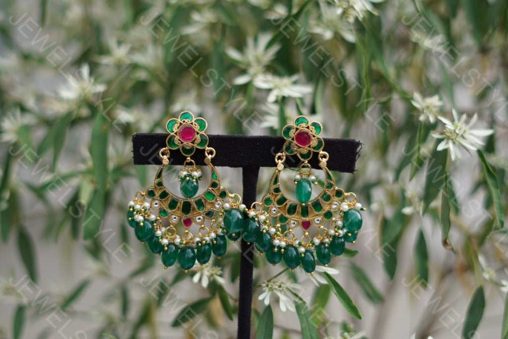 Kundan earrings(PREORDER) 1-1029 - JEWELSTYLE