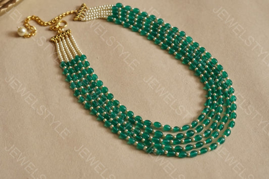 Green beads necklace 4-1299 (N) - JEWELSTYLE