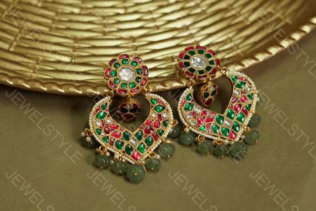 Kundan earrings(Preorder) (1-1048-c) - JEWELSTYLE