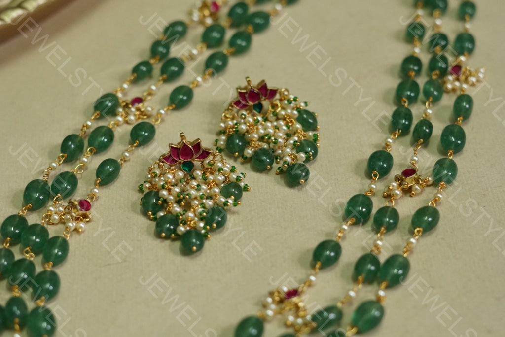 Green Necklace set  (4-3453)(OFFER PIECE)N) - JEWELSTYLE