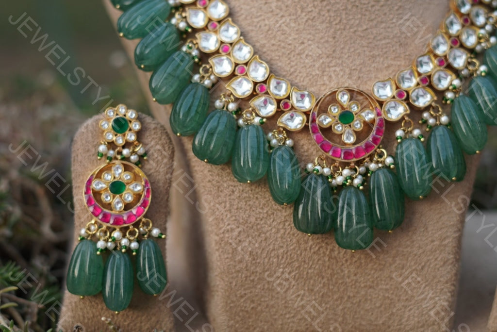 Kundan necklace set (Preorder) 4-919(R) - JEWELSTYLE