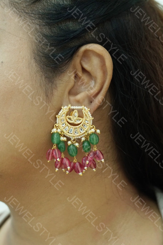 Chand Kundan Earrings (1-2031)(N) - JEWELSTYLE