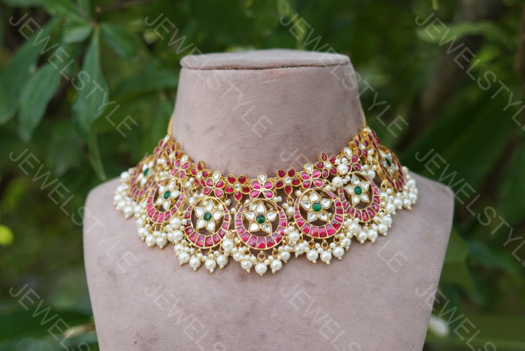 Kundan necklace set (4-3943)(preorder)(R)