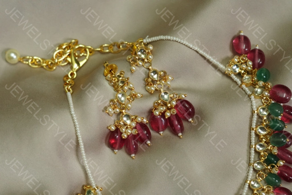 White Kundan Necklace set (4-4068)(N) - JEWELSTYLE