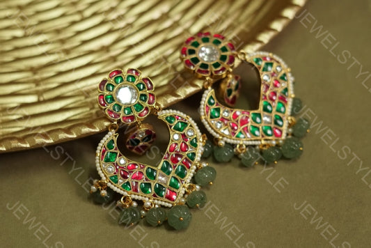 Kundan earrings(Preorder) (1-1048-c) - JEWELSTYLE