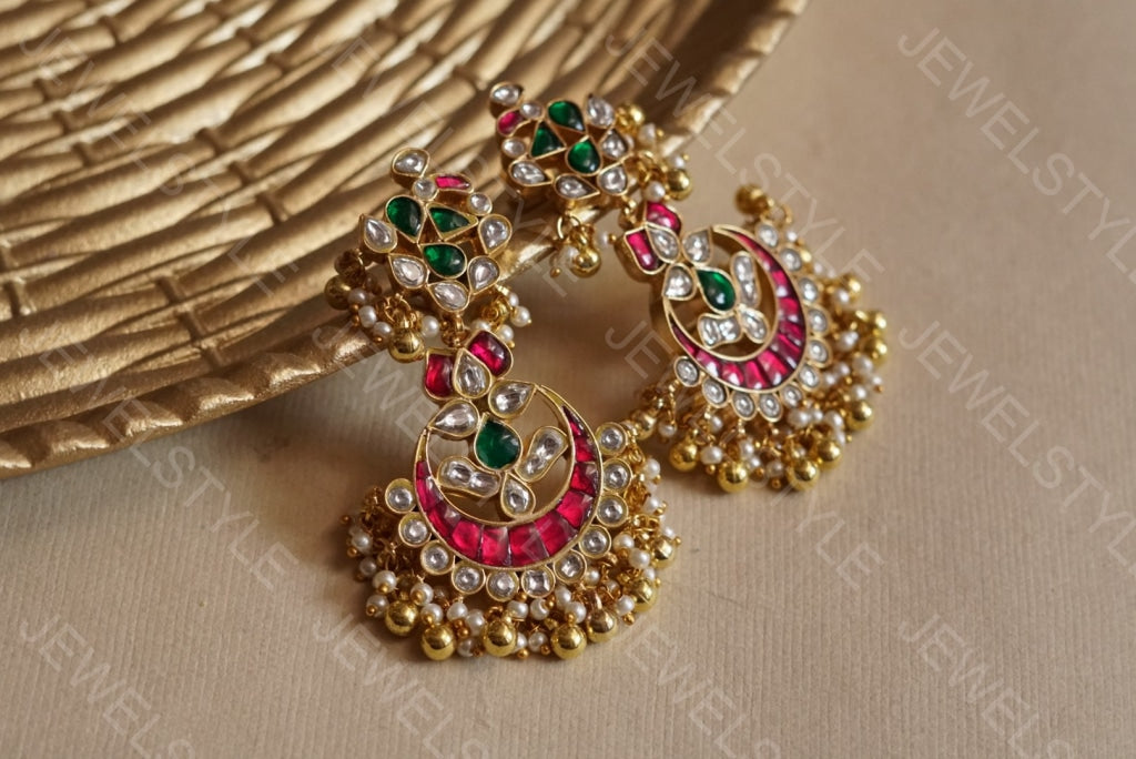 Kundan earrings (1-1129)(PREORDER) - JEWELSTYLE