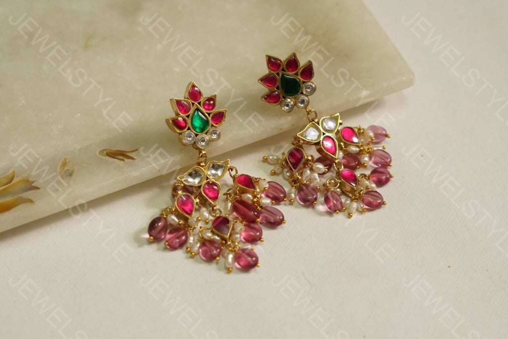 Kundan earrings(PREORDER) 1-1115 - JEWELSTYLE