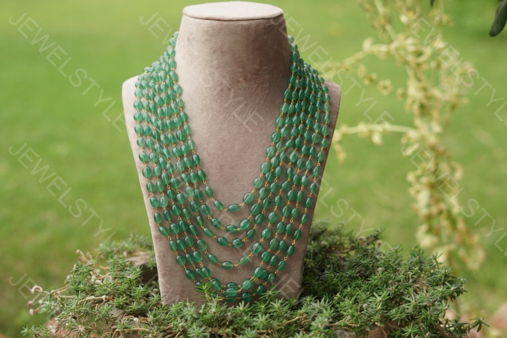 Green beads necklace(Preorder) 4-1060 - JEWELSTYLE