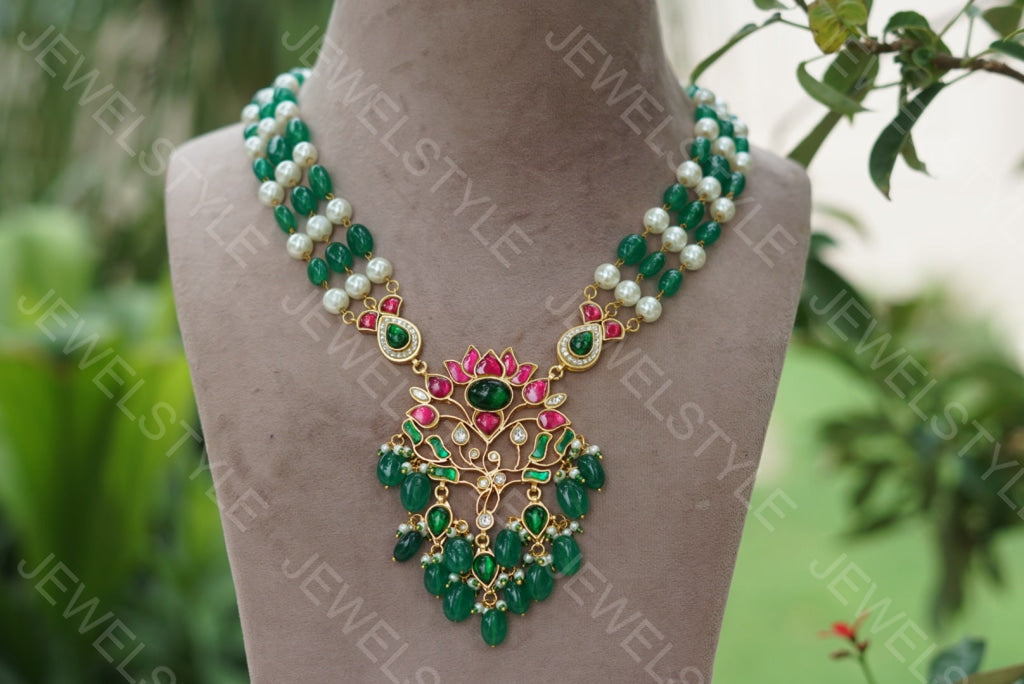 Kundan Pendant Necklace  (4-3993)(PREORDER) - JEWELSTYLE