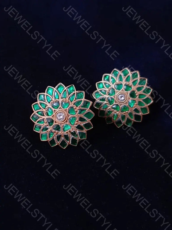 Green Kundan studs(Preorder) 1-47 JEWELSTYLE