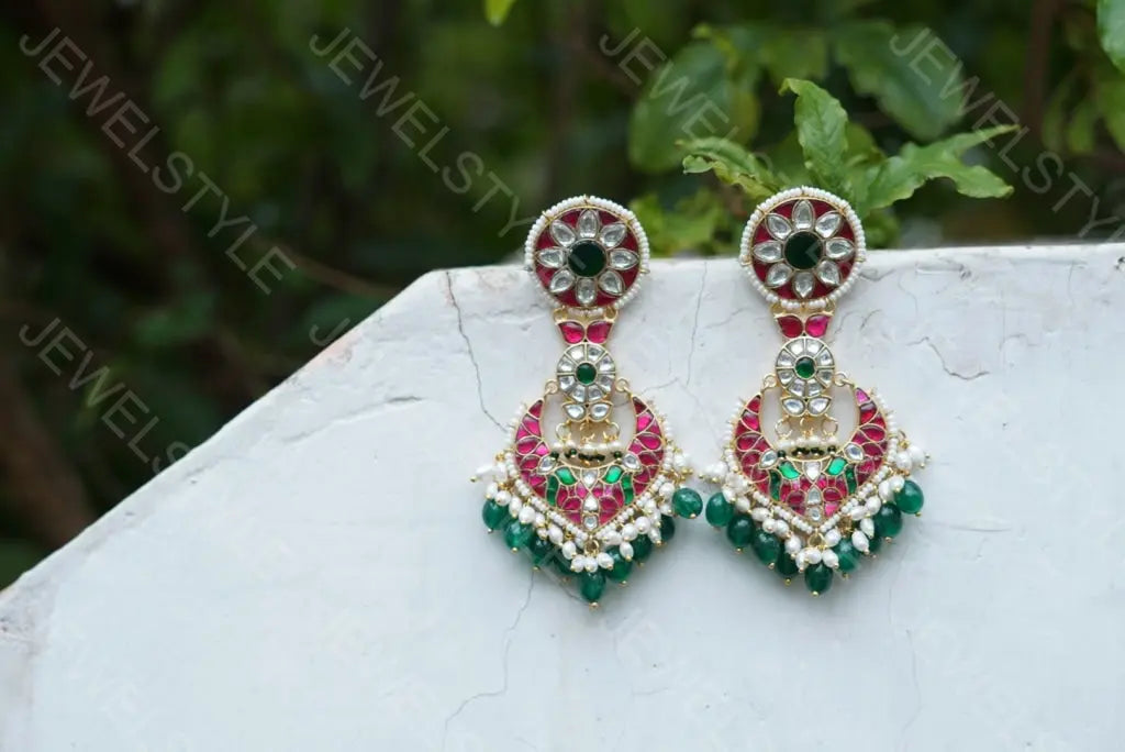 Kundan earrings(Preorder) 1-90 JEWELSTYLE